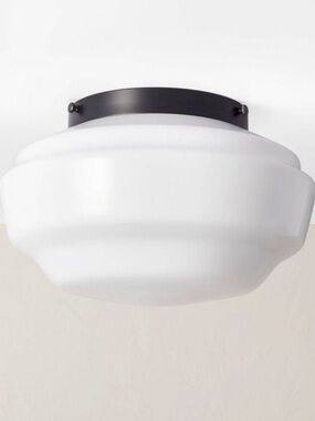 Milk Glass Flush Mount Celling Light Black Finish - Hearth & Hand farmhouse